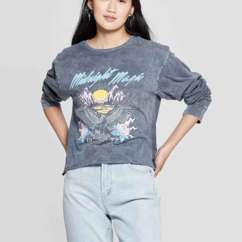 Women's Midnight Magic Long Sleeve Cropped T-Shirt